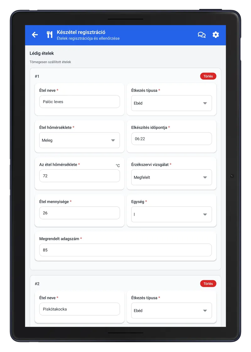 FoodCTRL AI Chat - vezetői felület HACCP statisztikákkal